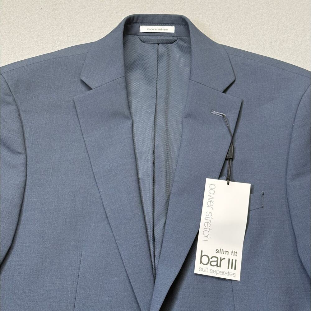Bar III Men's Slim-Fit Wool-Blend Solid Suit Jacket, blue 38R $450 - Picture 4 of 13